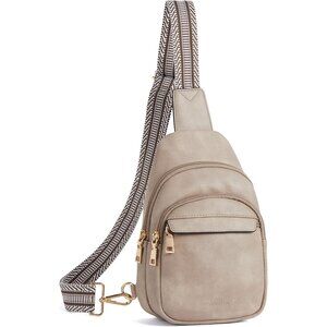 Women Grey Imported PU Leather Small Crossbody Chest Sling Fanny Travel Bag